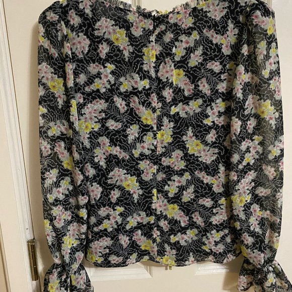 Cinq A Sept 'Kimberly' Long Sleeve Cinch Front Floral Blouse XXS - Picture 5 of 8